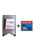 Sandisk 128 Mb Compact Flash Hafıza Kartı+Compact Flash Adatör - 1