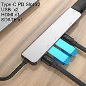 Type C Usb 3.1 7 İn1 Adaptör 4K Hmi-2*Usb 3.0 Sd-Microsd Kart Okuyucu-2*Type C - 2