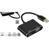Pmr Zr702 USB 3.0 To HDMI VGA 3.5mm 1080P Monitör Çevirici Adaptör - 3