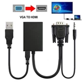 Vga to Hdmi Çevirici Kablo Ses Çıkışlı Vga Dişi Hdmi Erkek - 3