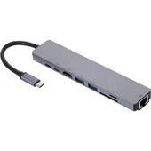Type C 8 Port 4K Hdmi -Usb 3.0-Typc-C Kart Okuyucu - 1