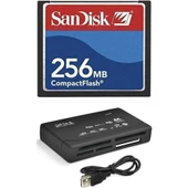 Sandisk 256 Mb Compact Flash Hafıza Kartı - Usb 2.0 Cf Kart Okuyucu - 1