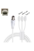 Pmr 3 İn 1 Type C-Lightning- Micro Usb To Type B Printer Kablosu - 3