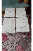 HOMEBELLA Katlanabilir Beyaz Mermer Zigon 4'lü Sehpa Takım Paslanmaz Gri Metal Ayaklı 52 Cm Yukseklik - 6
