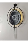 Metal Aynalı ve Işıklı İskandinav Model Saat- Evinize Estetik Dokunuş (70*40 cm) - 6
