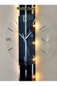 Stylish Design Cam  Ahşap  Aynalı-65cm- Pilli Led Sessiz Mekanizma Duvar Saati - 3