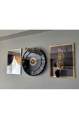 Aynalı Model 2 Li Tüy Tablo Ve Saat Seti 40 - 3