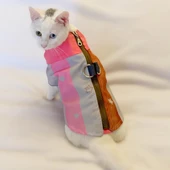 Pink Stars Su itici Yağmurluk Kedi Yağmurluğu - 4