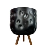 Bitki Tasarımı  Siyah Desenli Toprak Saksı Saksılık Salon Çiçeklik 3 Ayaklı - 19 CM thumbnail 5