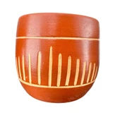 Bitki Tasarımı Dik Çizgi Desenli Toprak Saksı Saksılık Salon Çiçeklik - 19 CM thumbnail 1