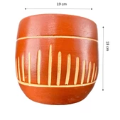 Bitki Tasarımı Dik Çizgi Desenli Toprak Saksı Saksılık Salon Çiçeklik - 19 CM thumbnail 2