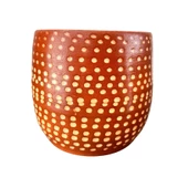 Bitki Tasarımı  Beyaz Nokta Desenli Toprak Saksı Saksılık Salon Çiçeklik - 19 CM - 4