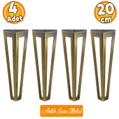 Ovit Metal Antik Sarı 20 cm Mobilya Koltuk Kanepe Konsol Tv Ünitesi Yükseltici Ayağı Ayakları 4 Adet - 1