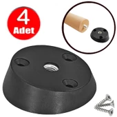 Zigon Orta Sehpa Masa Sandalye Ayağı Bağlantı Aparatı Yuvarlak Siyah Plastik Tabure Puf Alt Ayak Tabanı -4 Adet - 1