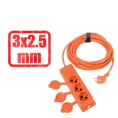 Monofaze Çoğaltıcı Seyyar Topraklı Kapaklı 3'lü Grup Priz Fiş 10 Metre CCA Uzatma Kablosu 3x2.5 mm thumbnail 5