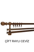KLASİK AHŞAP RUSTİK PERDE ASKISI Çift Raylı 28 MM BORU Ceviz - 1