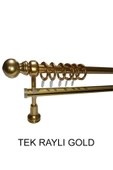 KLASİK AHŞAP RUSTİK PERDE ASKISI Tek Raylı 28 MM BORU Gold - 1