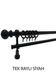 KLASİK AHŞAP RUSTİK PERDE ASKISI Tek Raylı 28 MM BORU Siyah - 1