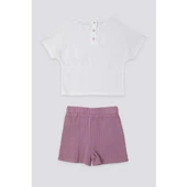 KIZ BEBEK 2'Lİ KISA KOL T-SHIRT TAKIM - 4
