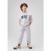 MAVİ BASKILI KAPÜŞONLU SWEATSHIRT - 1