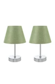 Metal Ayaklı İkili Abajur Masa Lambası Krom Set thumbnail 7
