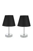 Metal Ayaklı İkili Abajur Masa Lambası Krom Set thumbnail 3