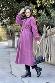 Düğmeli Kaşe Kap Mürdüm - 1