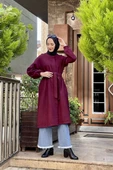 Düğmeli Kaşe Kap Bordo - 1