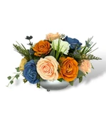 Nettenevime Yapay Çiçek Aranjmanı Latex Çiçekli Ufo Tip Metal Gümüş Vazolu Masa Üstü Çiçeği Arajman thumbnail 2