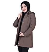 Kapüşonlu Kapitone Tesettür Mont  Kahverengi - 2