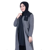 Omuzu Parçalı Füme  Tesettür Kap - 1