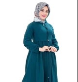 Fermuarlı Mevsimlik Tesettür Kap Zümrüt thumbnail 3