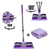 KALİTE ( 1 Adet Yedek Bez Hediyeli ) Yer Mopu Fayans Duvar Yüzey Temizlik Mikrofiber Mandallı Mop thumbnail 1