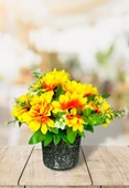 Nettenevime Yapay Çiçek Gri Seramik Saksıda Ay Çiçeği Sunflower 30cm thumbnail 1