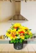 Nettenevime Yapay Çiçek Gri Seramik Saksıda Ay Çiçeği Sunflower 30cm thumbnail 3