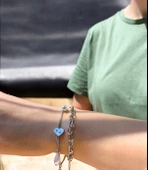 Kadın Çelik İnci Bileklik, Kalp Figür, Gümüş Zincir Takı & Mücevher, Kadın Aksesuar Sevgili Hediye - 2