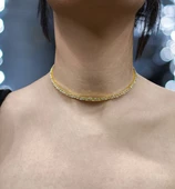 Su Yolu Gold Renk Çelik Tasma Choker, Kararmaz Çelik Takı, Kadın Sevgiliye Gerdanlık Hediye - 1