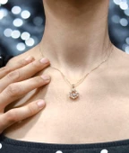 Kar Tanesi Rose Renk Çelik Kolye, 45cm Kararmaz Çelik Takı, Sevgiliye Rose Zincir Kolye Hediye - 1