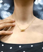 Kalpli Gold Renk Çelik Kolye, 45cm Kararmaz Çelik Takı, Sevgiliye Gold Zincir Kolye Hediye - 1