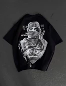 Unisex Baskılı Oversize T-Shirt - Siyah thumbnail 3