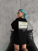 Unisex Baskılı Oversize T-Shirt - Siyah thumbnail 3