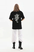 Unisex Baskılı Oversize T-Shirt - Siyah - 3
