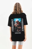 Unisex Baskılı Oversize T-Shirt - Siyah thumbnail 2