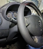 Geçme Deri Direksiyon Kılıfı - Düz Delikli Siyah Renk - 38cm - 3