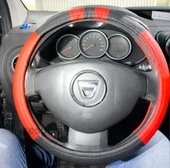 Geçme Deri Direksiyon Kılıfı - Spor Görünüm - Delikli Siyah Kırmızı Renk - 38cm - 4