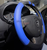 Geçme Deri Direksiyon Kılıfı - Spor Görünüm - Delikli Siyah Mavi Renk - 38cm - 3