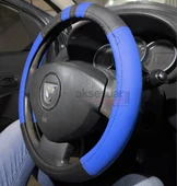 Geçme Deri Direksiyon Kılıfı - Spor Görünüm - Delikli Siyah Mavi Renk - 38cm - 2