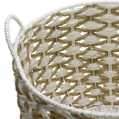 T.Concept Dekoratif Dayanıklı Oval Çok Amaçlı Hasır Sepet Bej-Beyaz Renk Büyük Boy (L) - 3