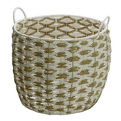 T.Concept Dekoratif Dayanıklı Oval Çok Amaçlı Hasır Sepet Bej-Beyaz Renk Büyük Boy (L) - 2
