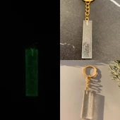 I Harfi Fosforlu Neon Yeşil Renk Parlak Simli Gold Aksesuarlı Anahtarlık El Yapımı Epoksi Hediyelik thumbnail 1